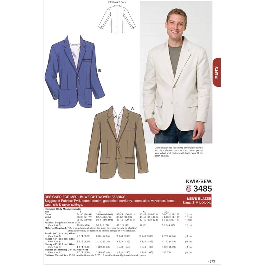 Amazon.com: Kwik Sew K3485 Blazer Sewing Pattern, Size S-M-L